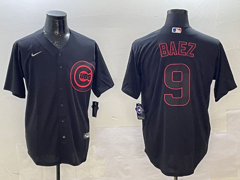 Men Chicago Cubs 9 Baez Black Game 2025 Nike MLB Jersey style 1